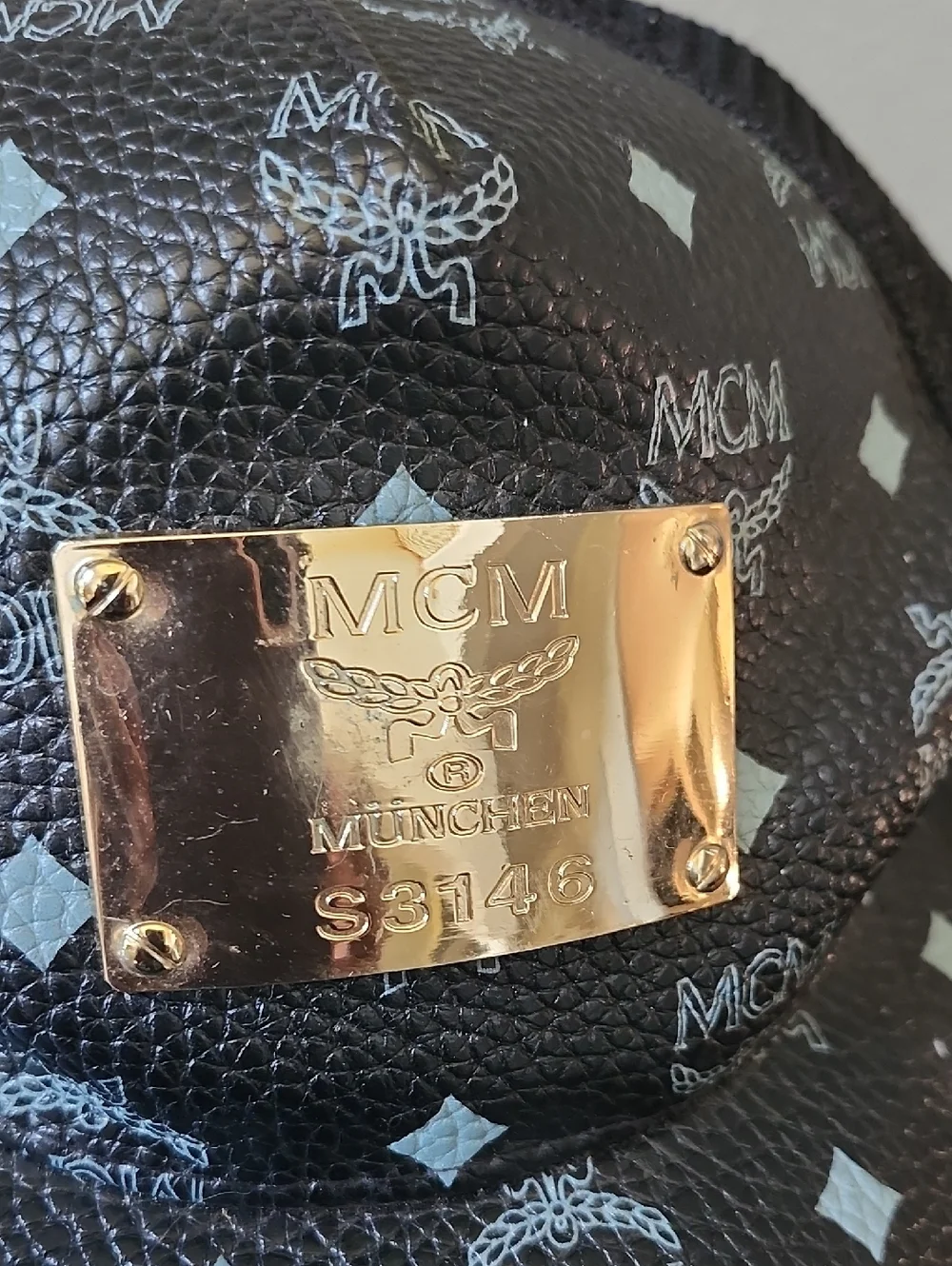 MCM Black Visetos Monogram Geometric Trucker Hat Adjustable